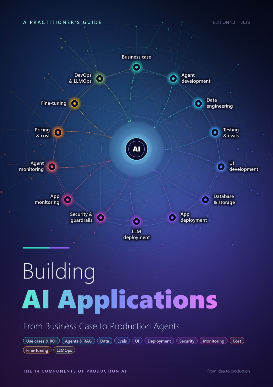 Cover of Building AI Applications: a ring of the 14 components around an AI core